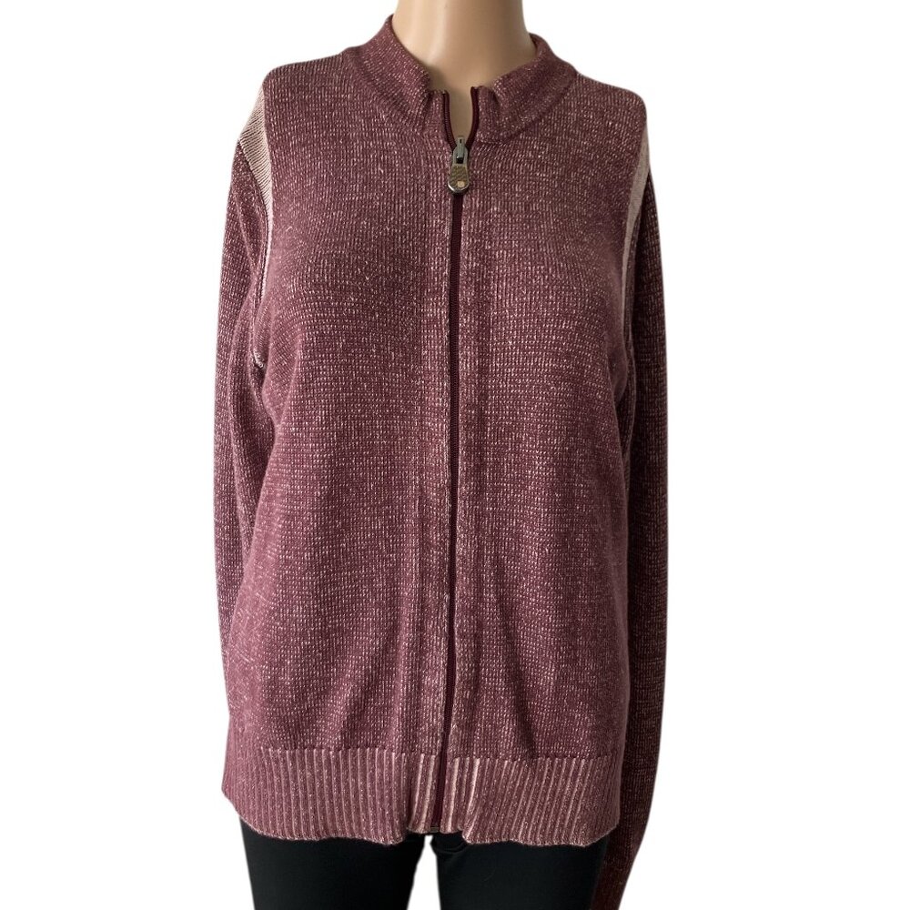 Burton Reversible Knit Mauve Full-Zip Sweater